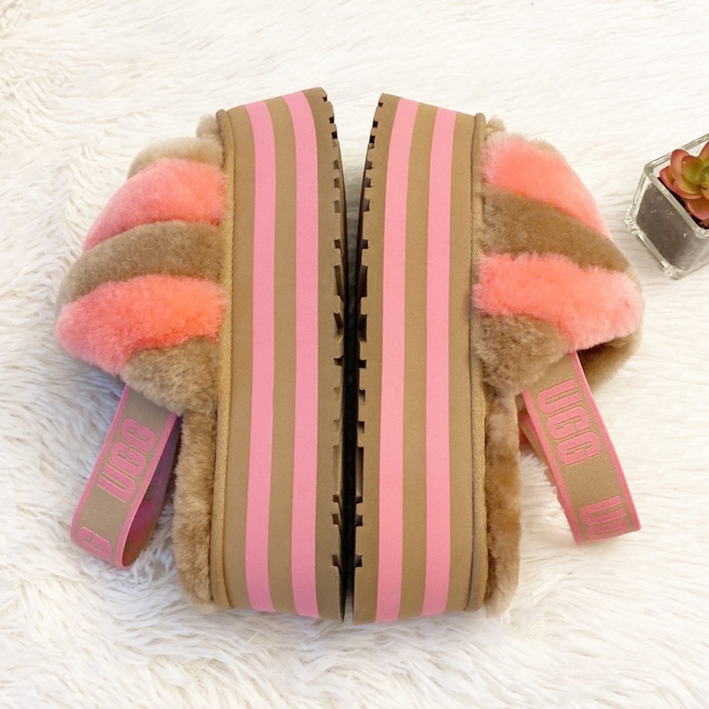 $110 NWT UGG | Anthropologie Chestnut Pink Disco Platform slides sandals 8 - Picture 8 of 11